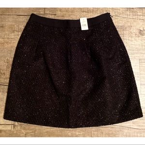 Ann Taylor Loft NWT Black Sparkle Mini Skirt SZ 2